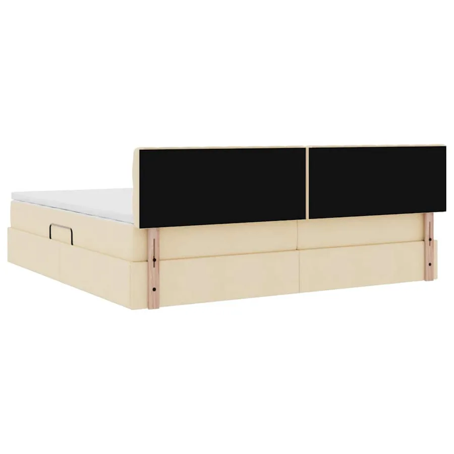 Lit avec rangement et matelas Crème 200 x 200 cm - 11