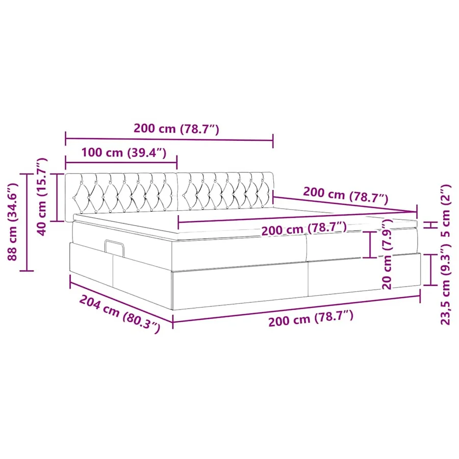 Lit avec rangement et matelas Crème 200 x 200 cm - 15