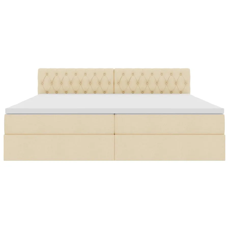 Lit avec rangement et matelas Crème 200 x 200 cm - 7