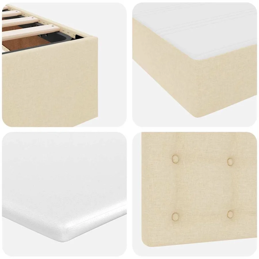 Lit avec rangement et matelas Crème 200 x 200 cm tissu - 12