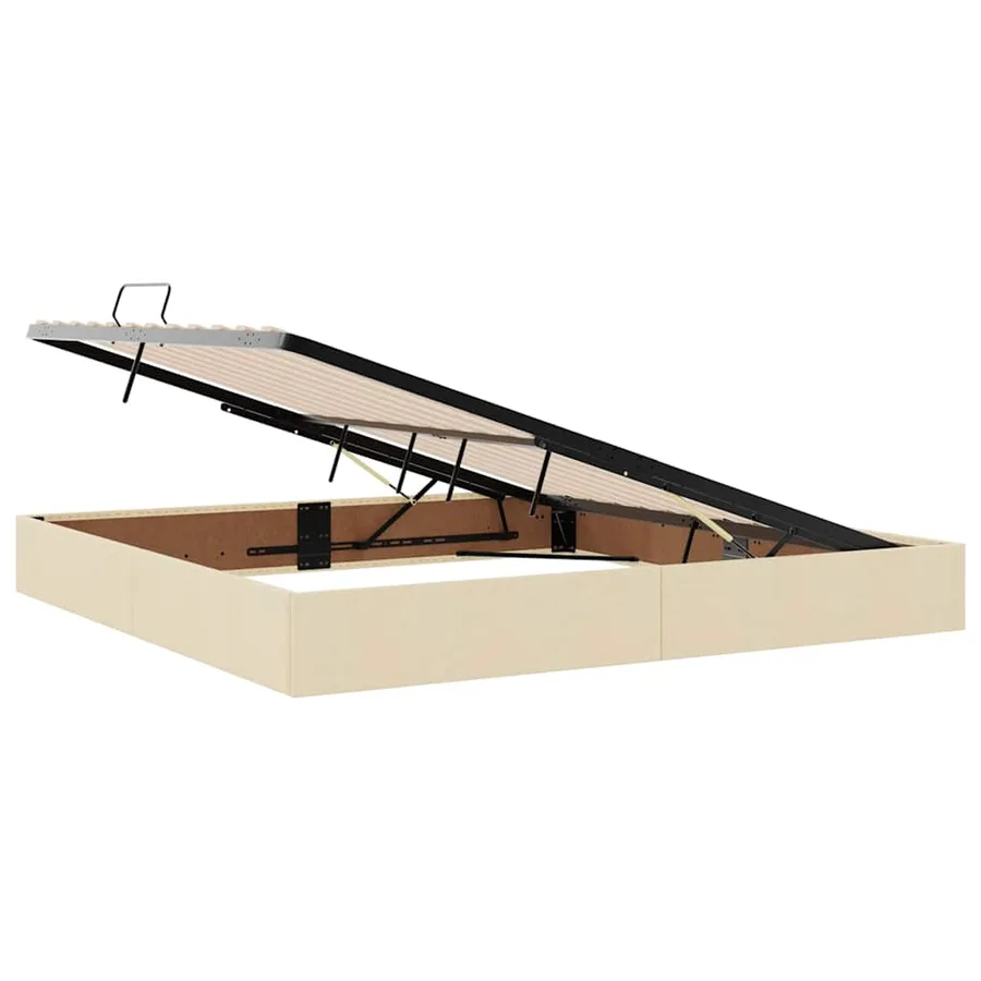 Lit avec rangement et matelas Crème 200 x 200 cm tissu - 6
