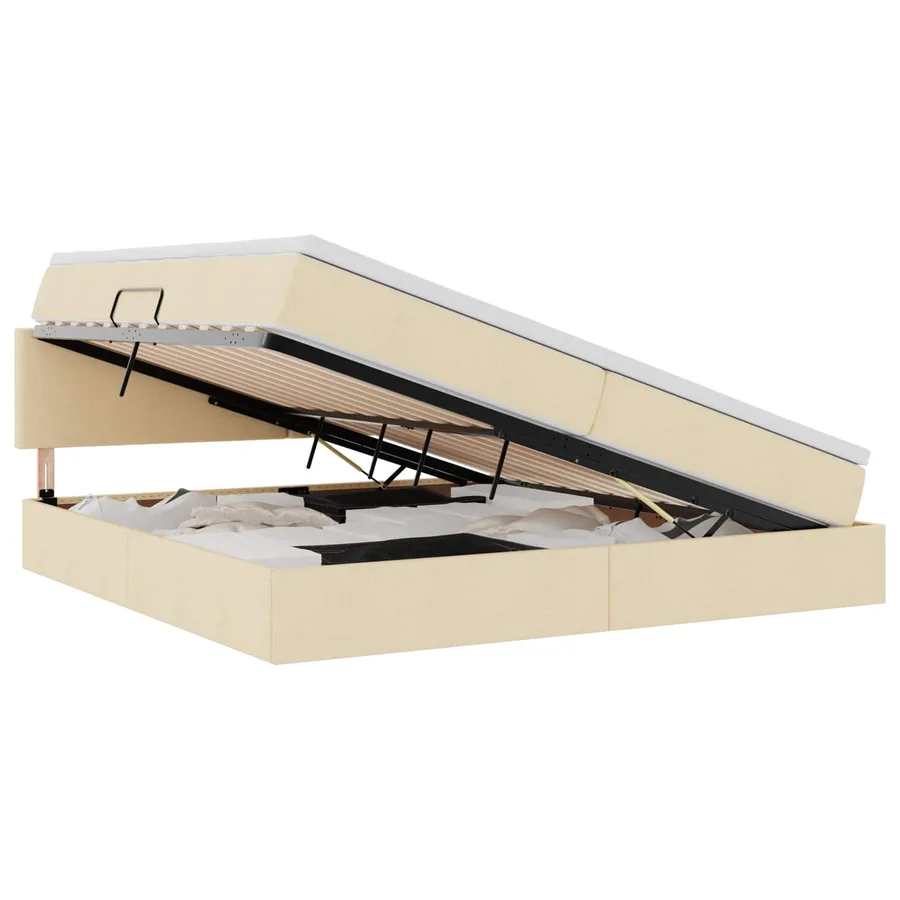 Lit avec rangement et matelas Crème 200 x 200 cm - 2