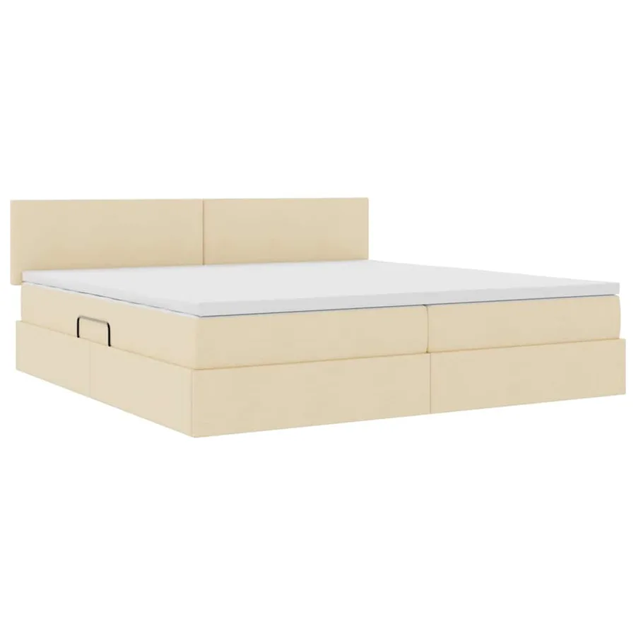 Lit avec rangement et matelas Crème 200 x 200 cm - 5