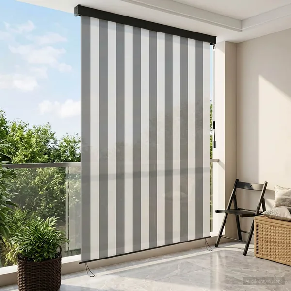 Store enrouleur Anthracite et blanc 140 x 250 cm