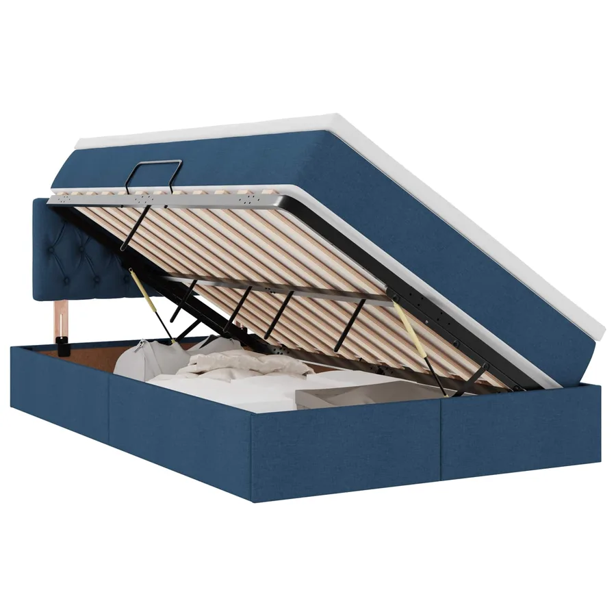 Lit de rangement LED avec matelas Bleu 120 x 190 cm Tissu - 2