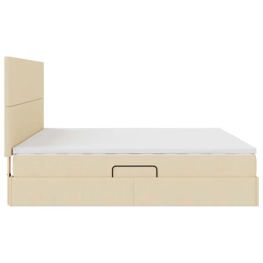 Lit de rangement LED avec matelas Crème 200 x 200 cm Tissu - 11