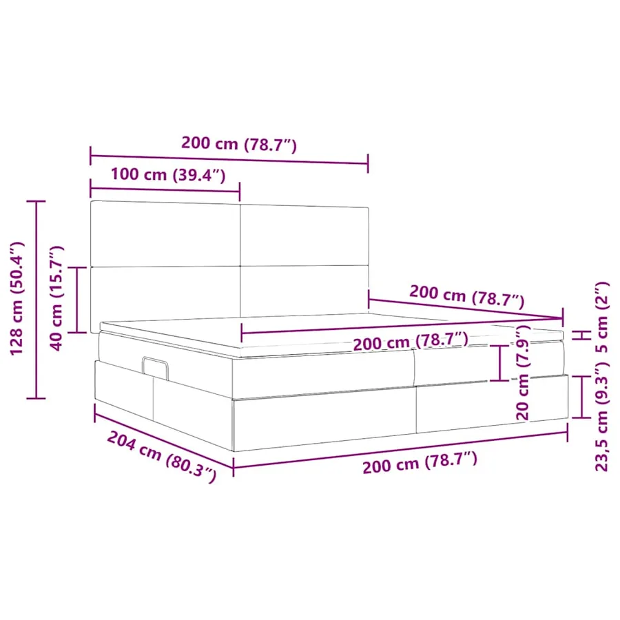 Lit de rangement LED avec matelas Crème 200 x 200 cm Tissu - 17