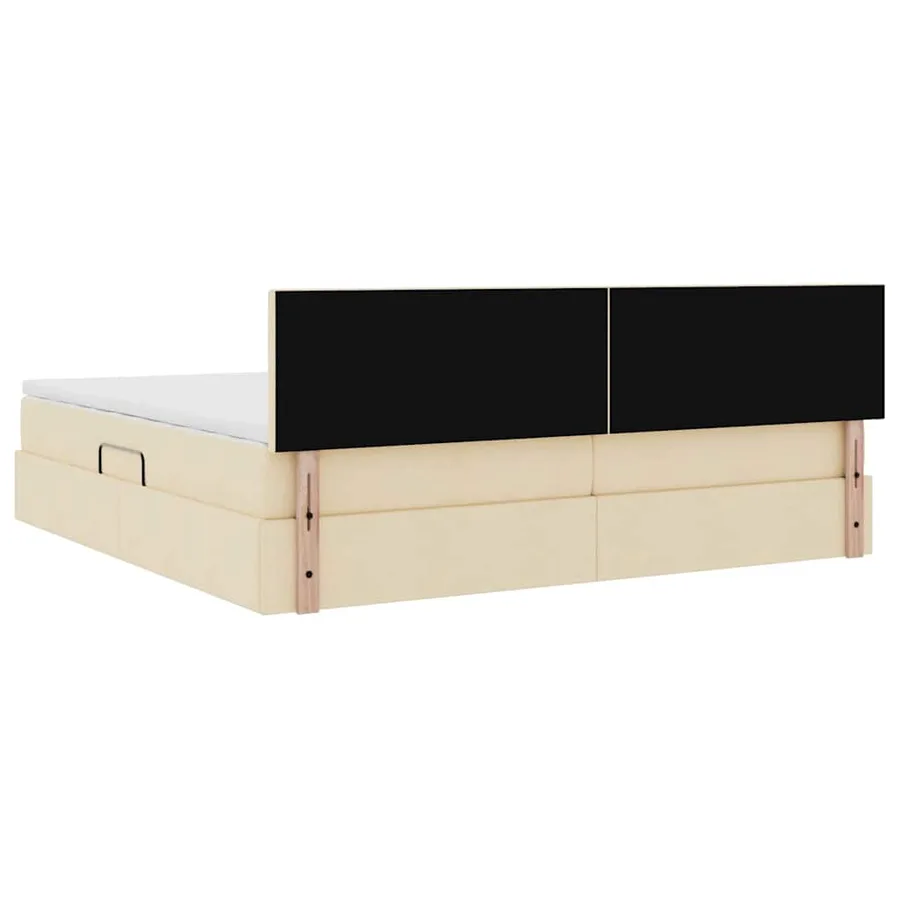 Lit de rangement LED avec matelas Crème 200 x 200 cm Tissu - 12
