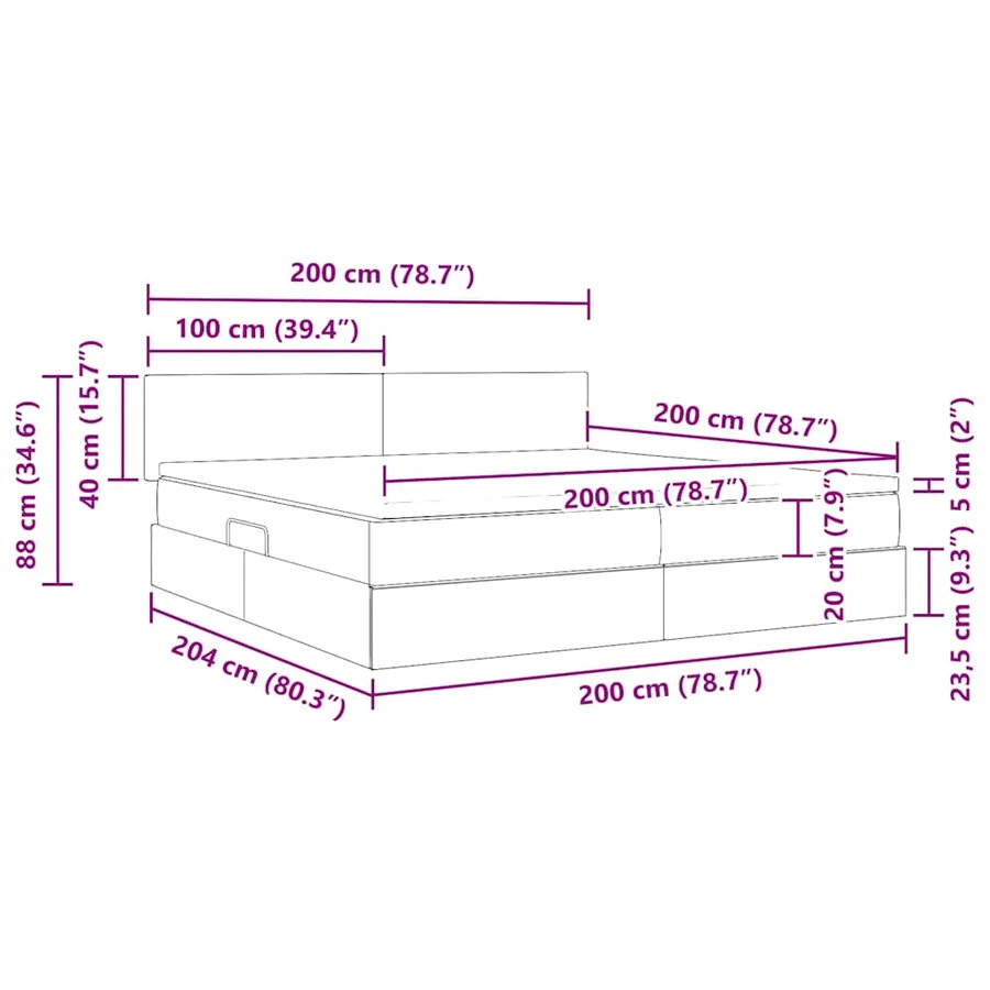 Lit de rangement LED avec matelas Crème 200 x 200 cm Tissu - 17