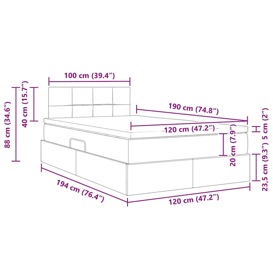 Lit avec rangement et matelas avec matelas Bleu 120 x 190 cm - 16