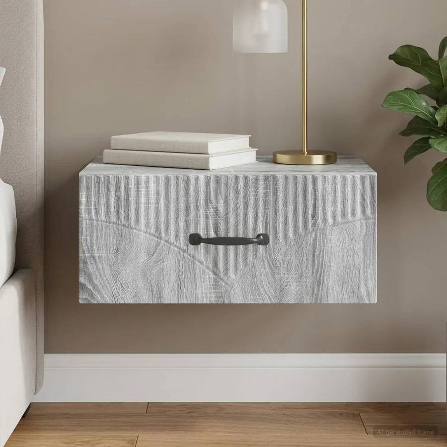 Cabinet de chevet mural Sonoma gris 49 x 34,5 x 20 cm