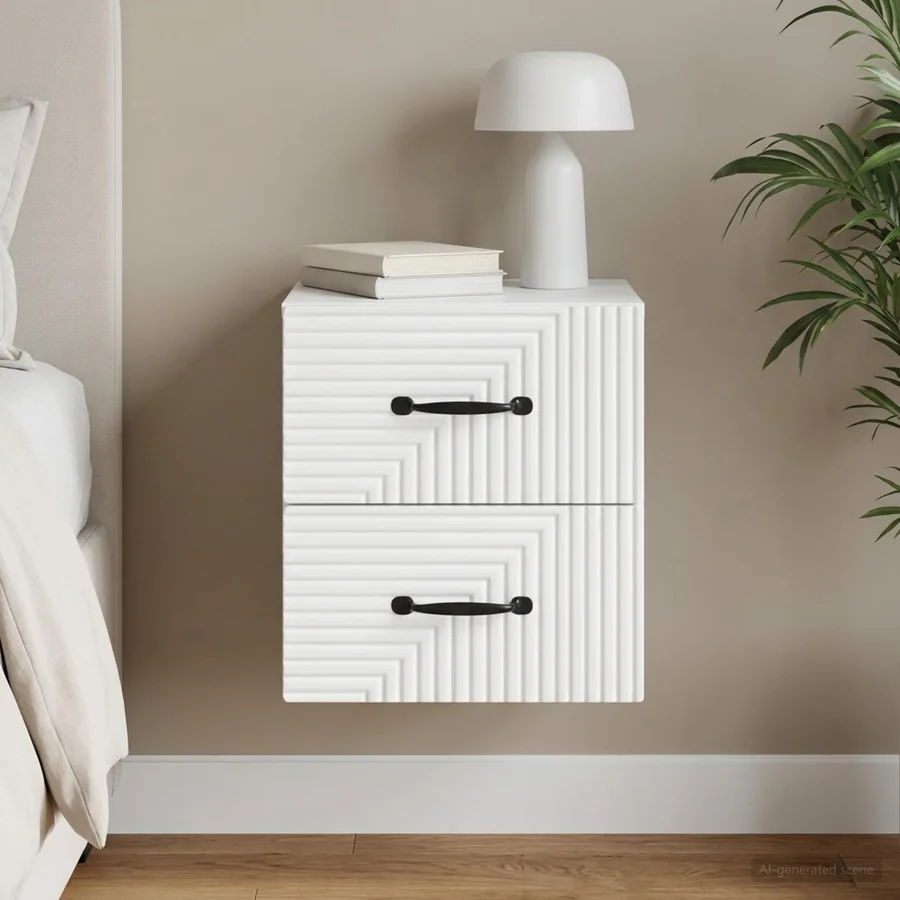 Cabinet de chevet mural avec tiroir Blanc 34,5 x 33 x 40 cm