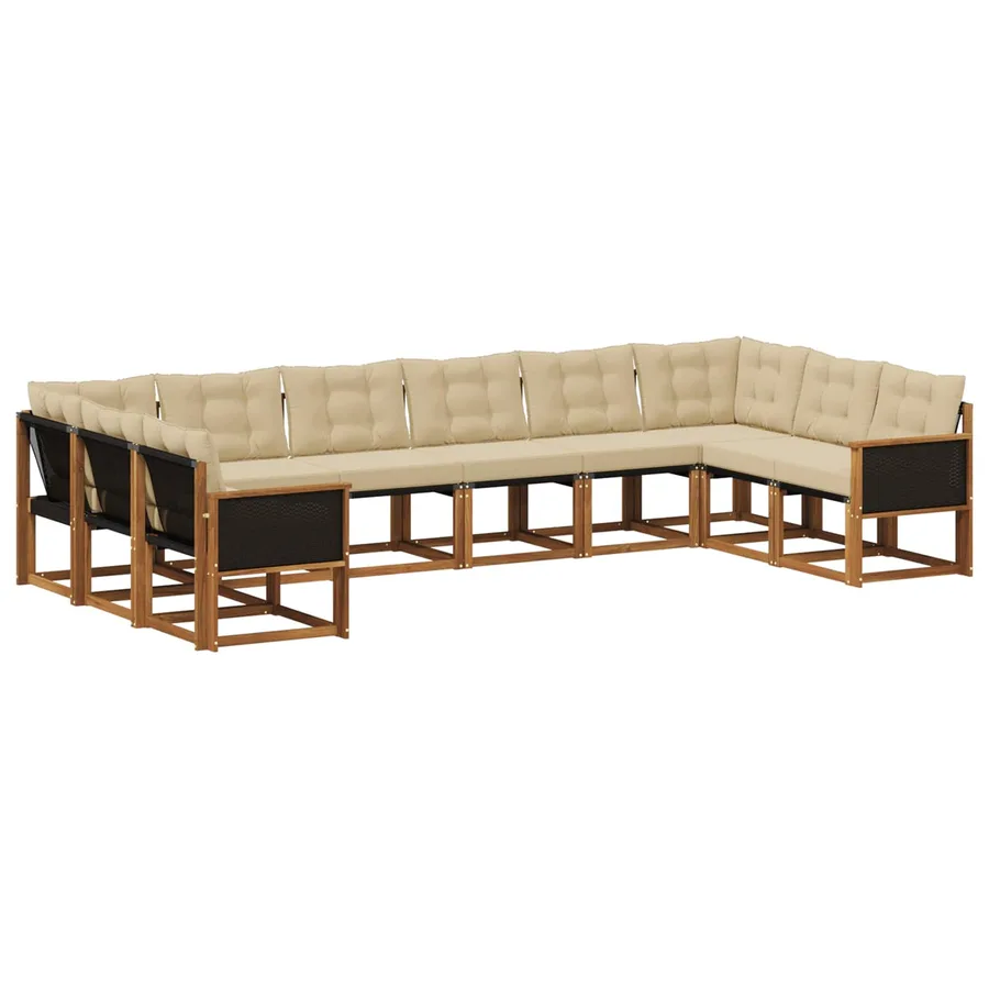 Ensemble de canapés d'extérieur 10 pcs Naturel et Beige - 2