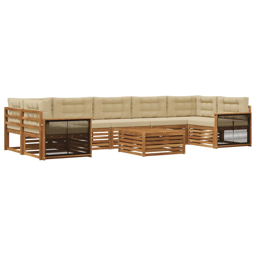 Ensemble de canapés d'extérieur 8 pcs Naturel et Beige - 2