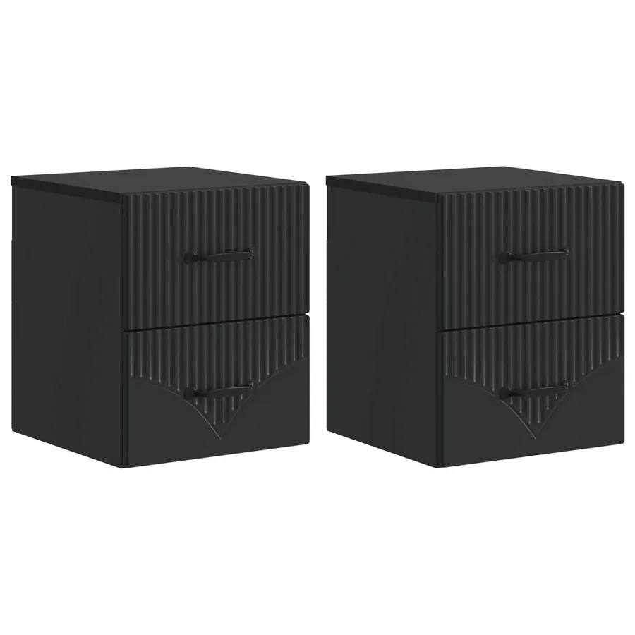 Cabinet de chevet mural 2 pcs Noir 34,5 x 33 x 40 cm - 2