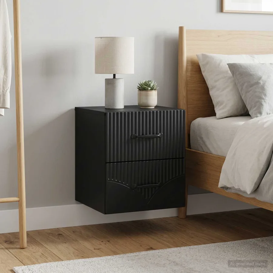 Cabinet de chevet mural 2 pcs Noir 34,5 x 33 x 40 cm - 4