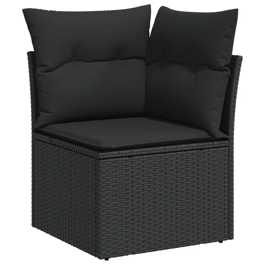 Salon de jardin 9 pcs avec coussins noir résine tressée - 11