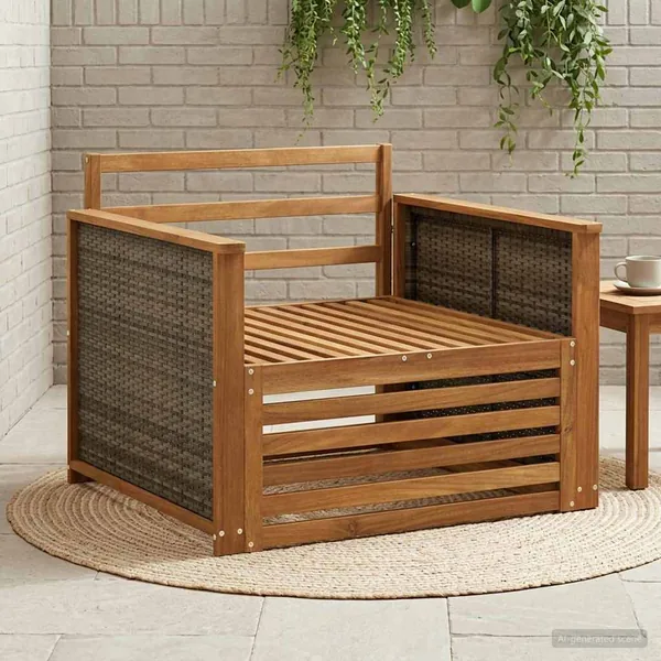 Sofa de milieu extérieur Bois d'Acacia Massif Naturel