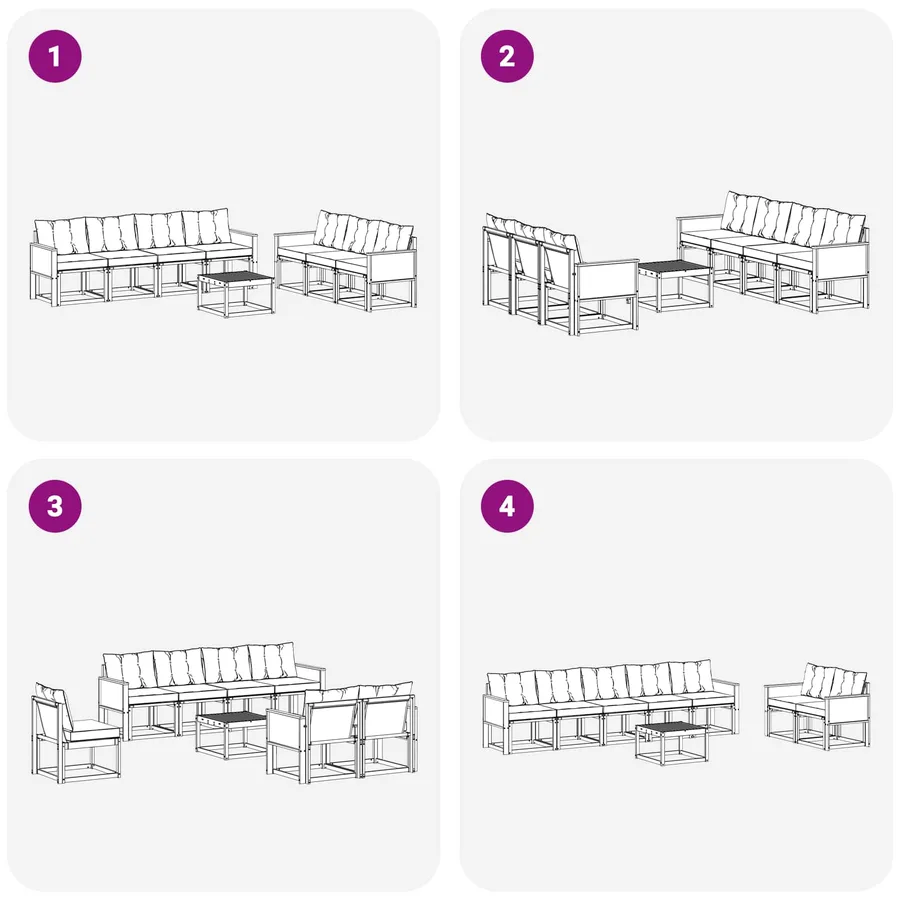 Ensemble de canapés d'extérieur 8 pcs Naturel et gris clair - 7