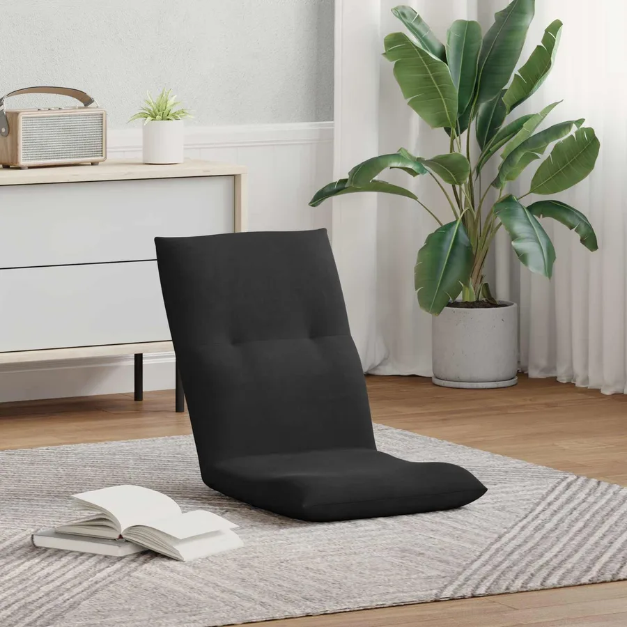 Fauteuil de sol ajustable Noir Velours - 3