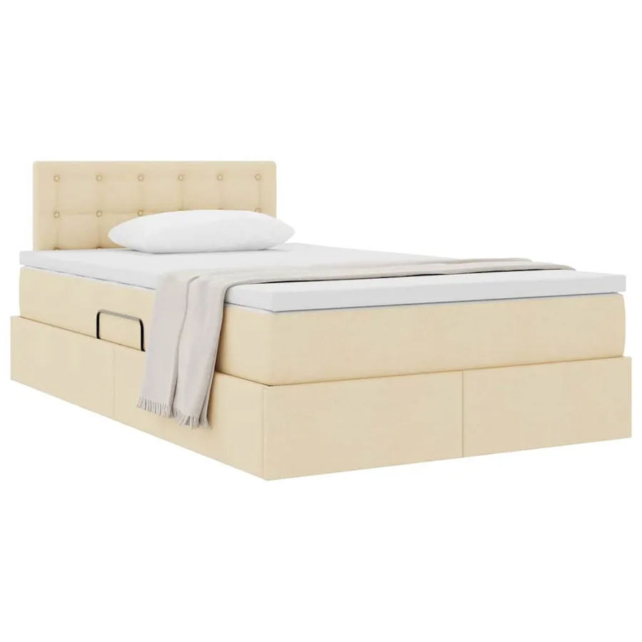 Lit avec rangement et matelas avec matelas Crème 120 x 190 cm - 3