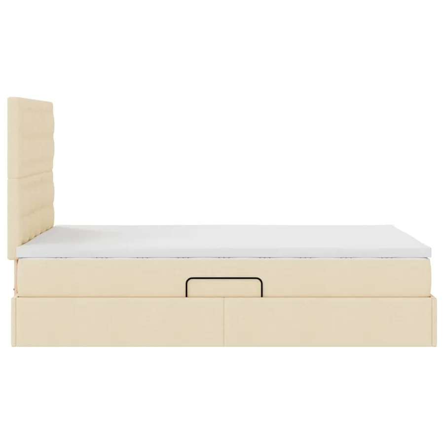 Lit avec rangement et matelas Crème 120 x 190 cm tissu - 10