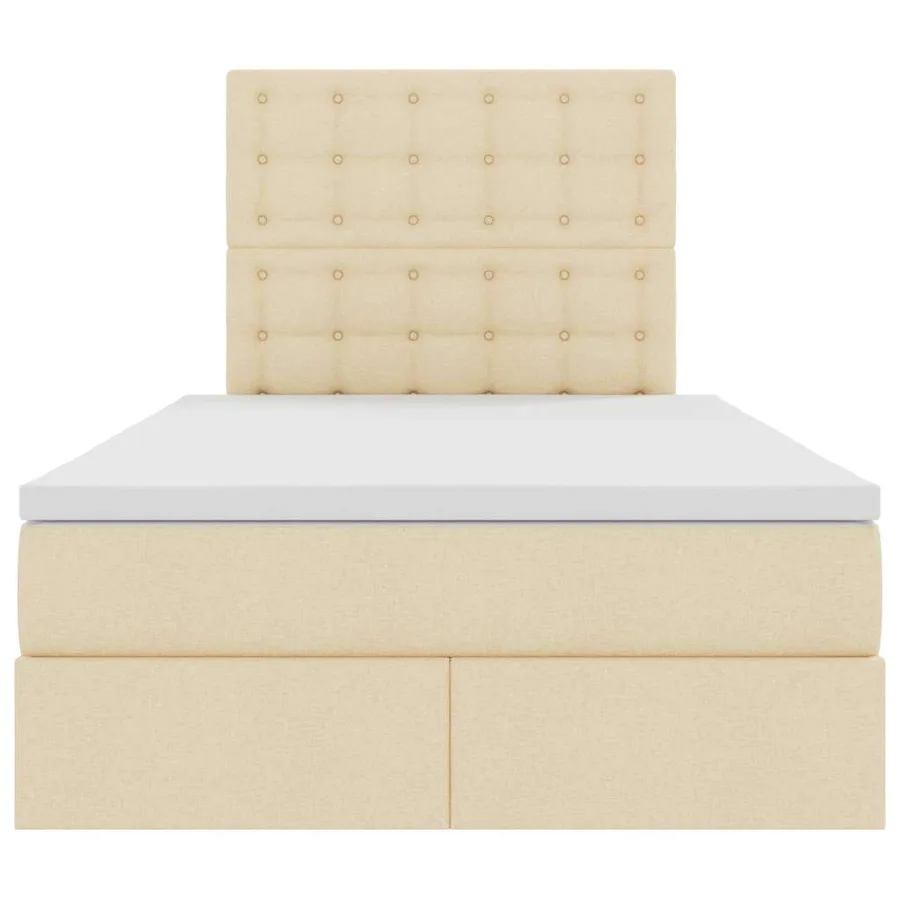 Lit avec rangement et matelas Crème 120 x 190 cm tissu - 7