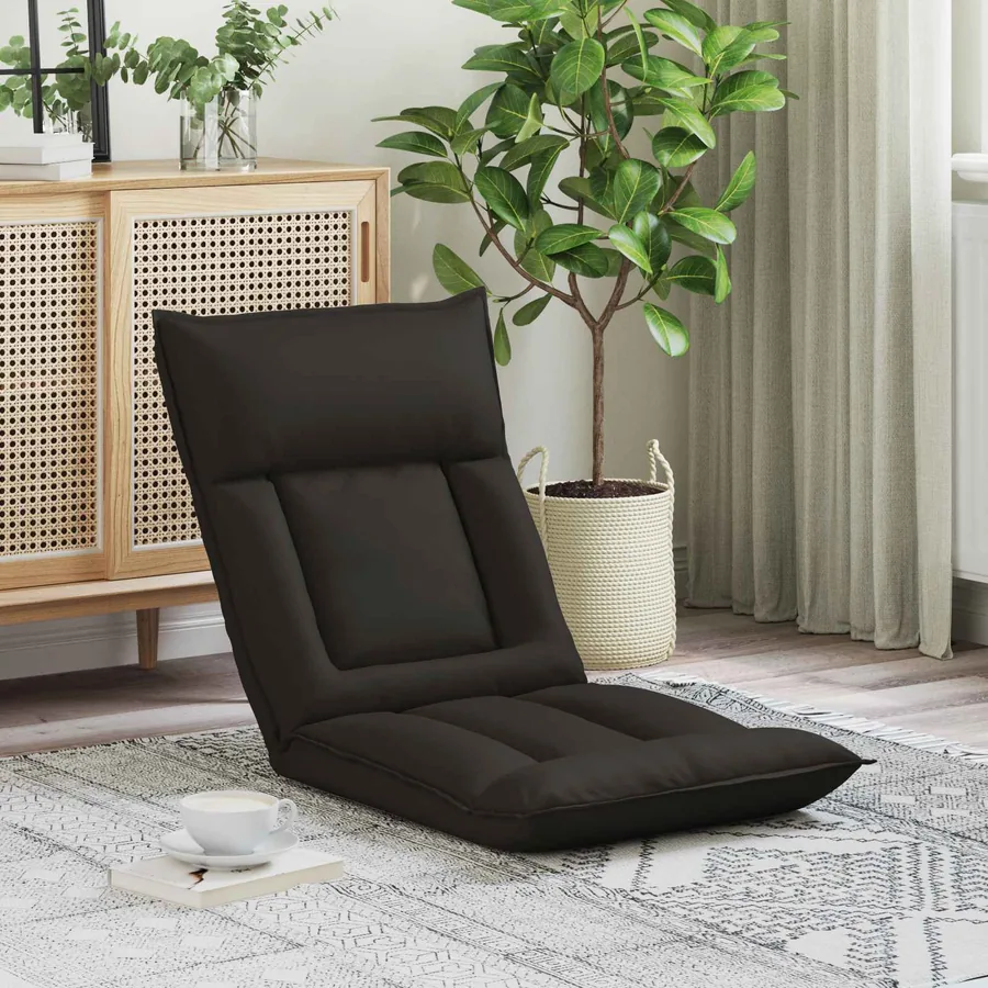 Fauteuil de sol ajustable Noir Simili cuir