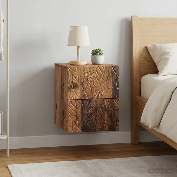 Cabinet de chevet mural 2 pcs Bois ancien 34,5 x 33 x 40 cm