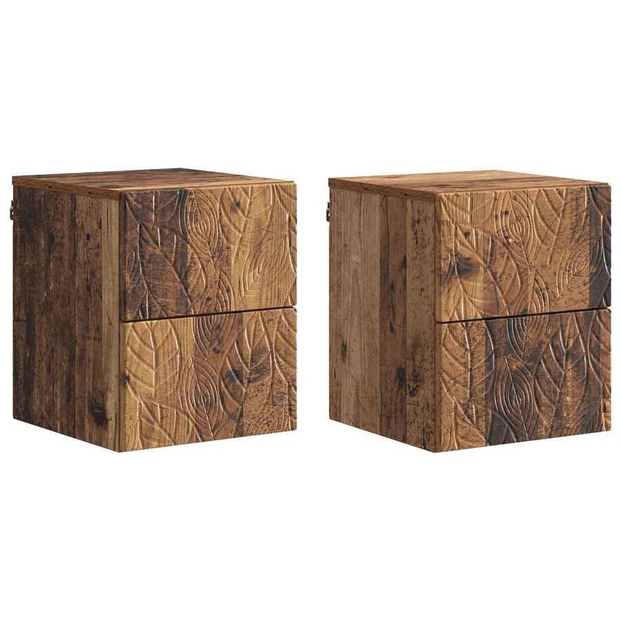 Cabinet de chevet mural 2 pcs Bois ancien 34,5 x 33 x 40 cm - 2