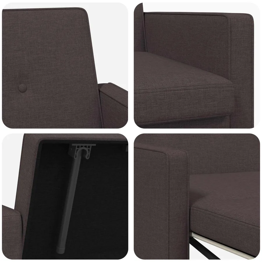 Canapé-lit escamotable Marron foncé Tissu - 10