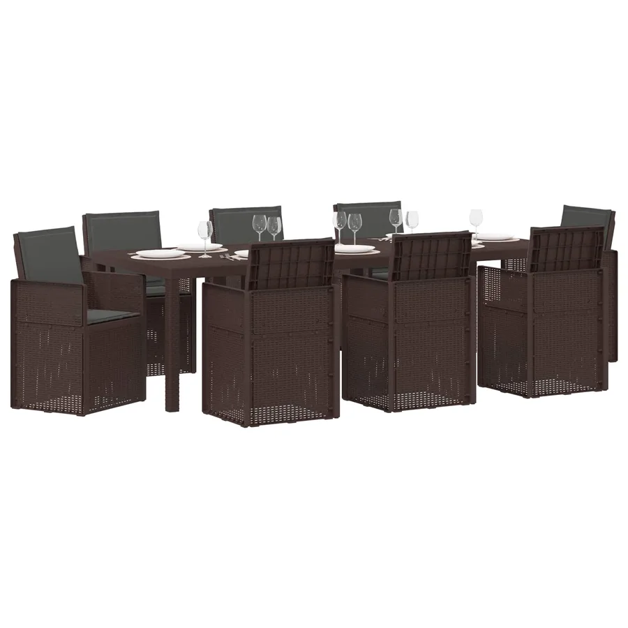 Ensemble de salle à manger pour jardin avec coussin 9 pcs PP - 3