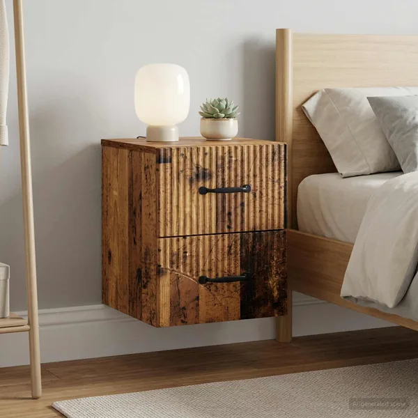 Cabinet de chevet mural 2 pcs Bois ancien 34,5 x 33 x 40 cm