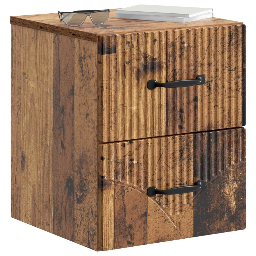 Cabinet de chevet mural 2 pcs Bois ancien 34,5 x 33 x 40 cm - 3