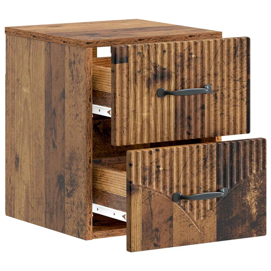Cabinet de chevet mural 2 pcs Bois ancien 34,5 x 33 x 40 cm - 6