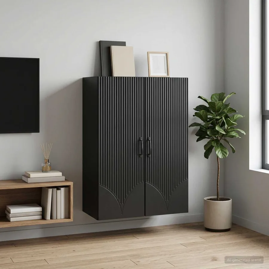 Armoire Murale Noir 66 x 34,5 x 90 cm Bois d'ingénierie