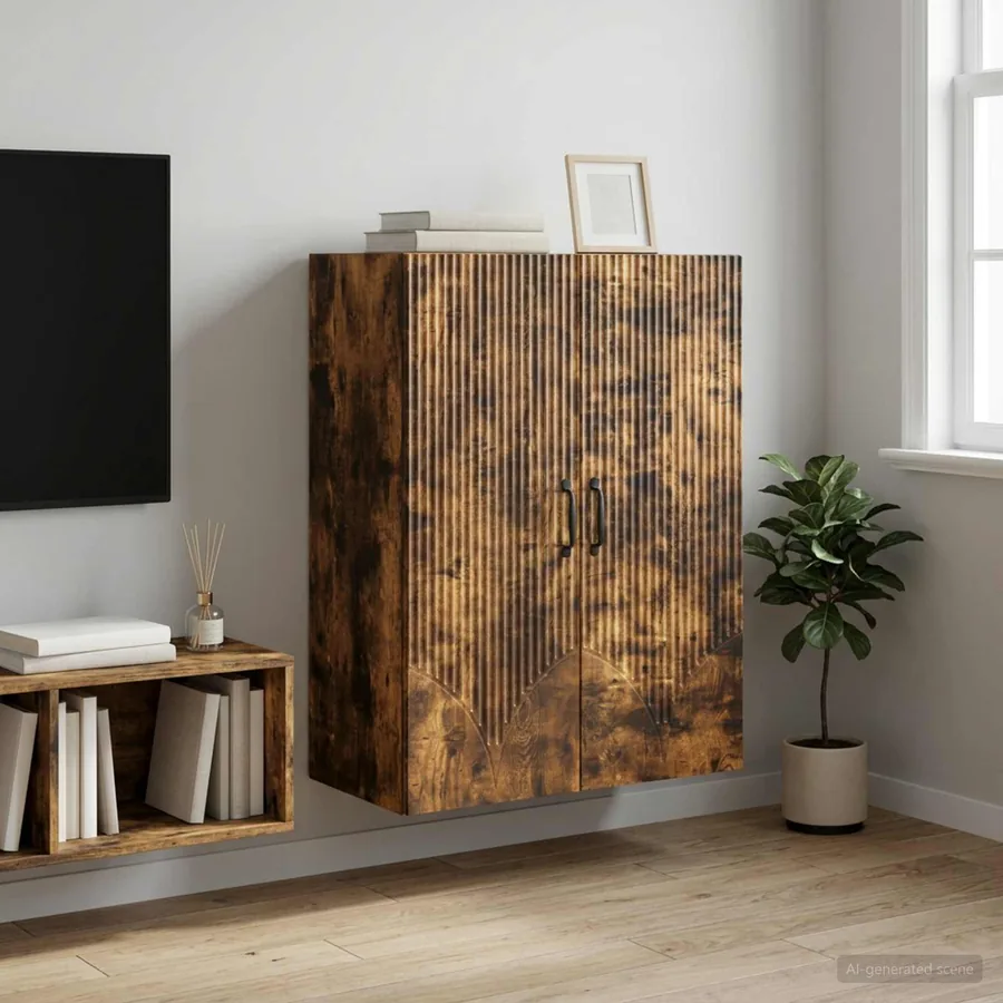 Armoire Murale Chêne fumé 66 x 34,5 x 90 cm Bois d'ingénierie