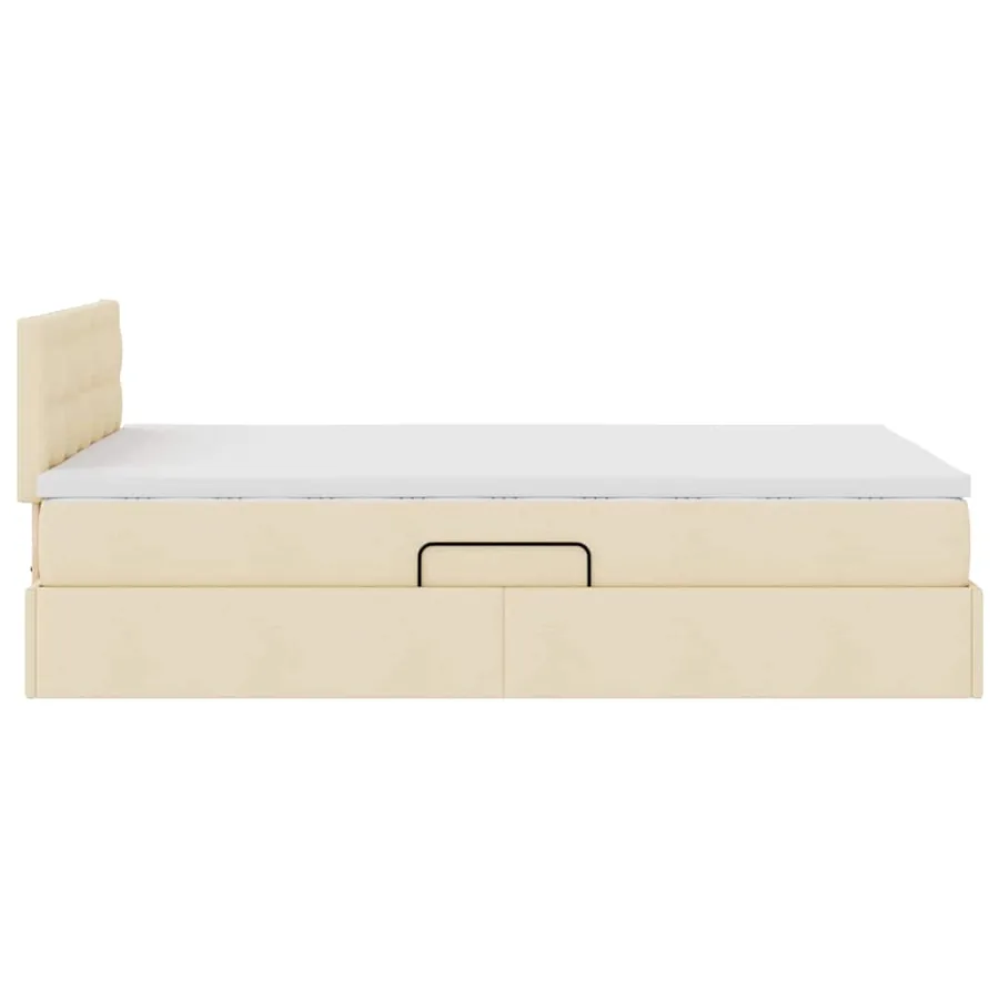 Lit de rangement LED avec matelas Crème 120 x 190 cm Tissu - 11