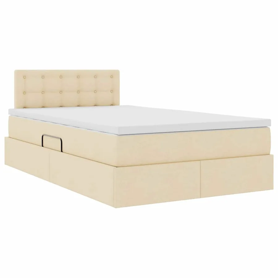 Lit de rangement LED avec matelas Crème 120 x 190 cm Tissu - 6