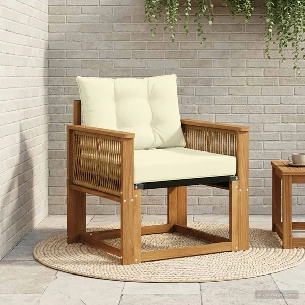 Sofa de milieu extérieur Bois d'acacia massif et Textilène