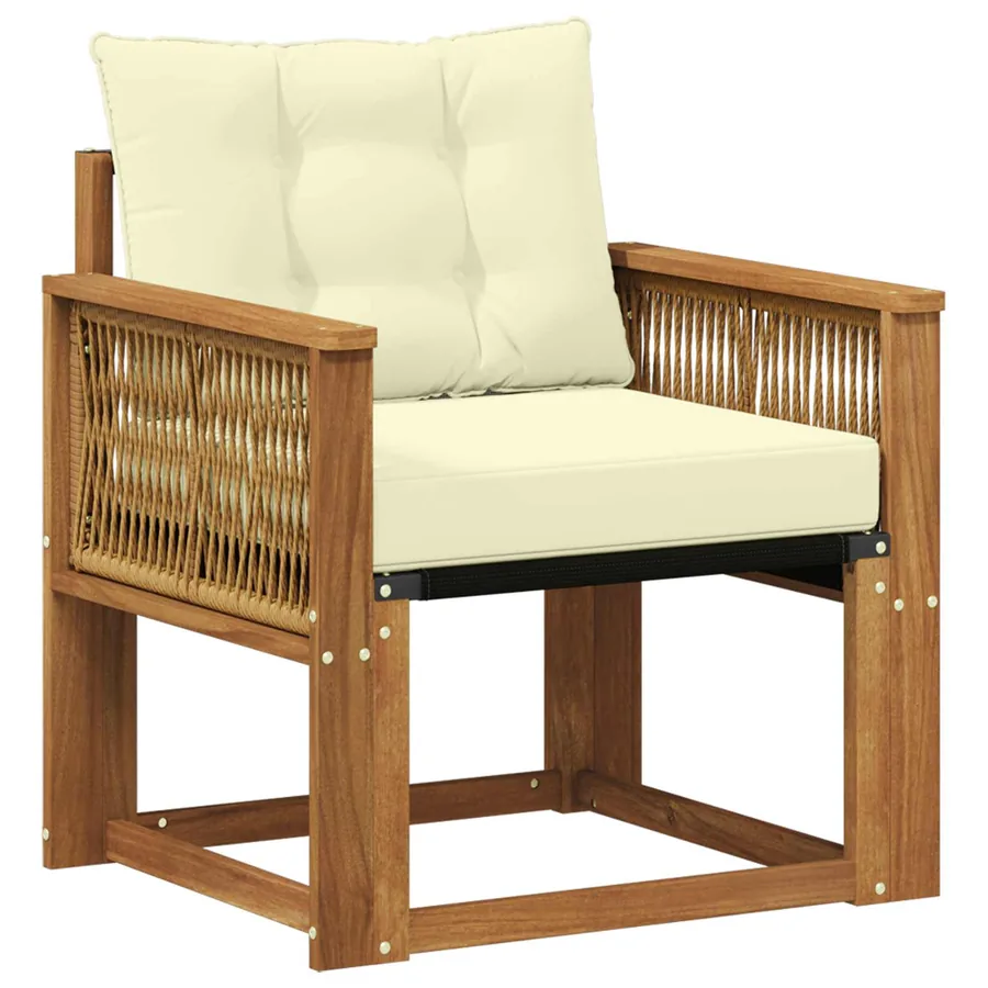 Sofa de milieu extérieur Bois d'acacia massif et Textilène - 2