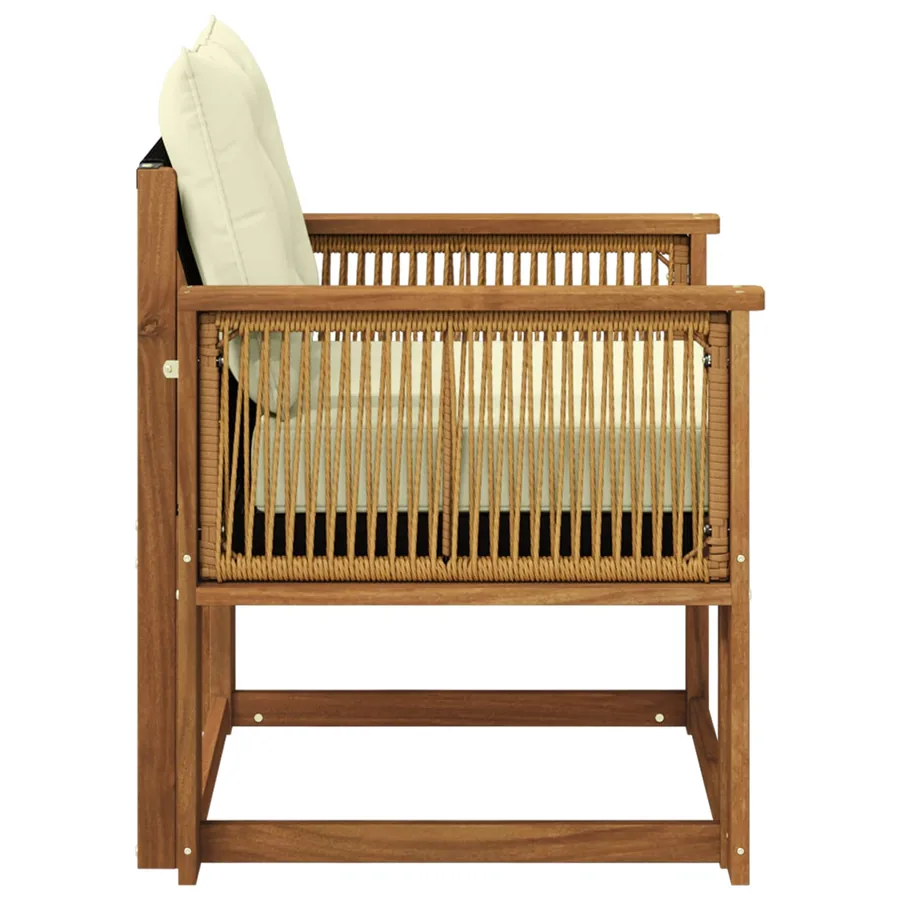 Sofa de milieu extérieur Bois d'acacia massif et Textilène - 6