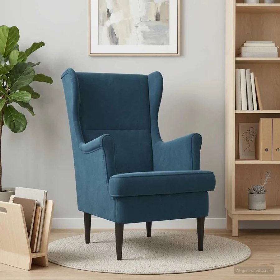 Fauteuil Bleu Velours