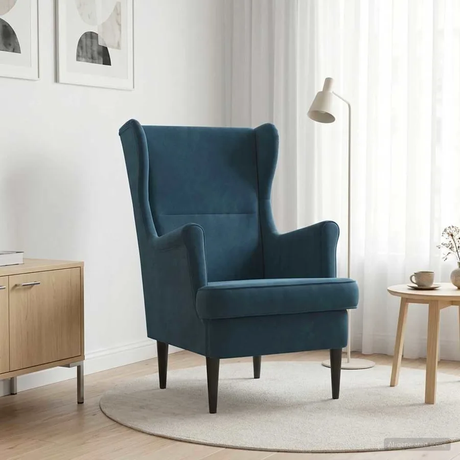Fauteuil Bleu Velours - 3