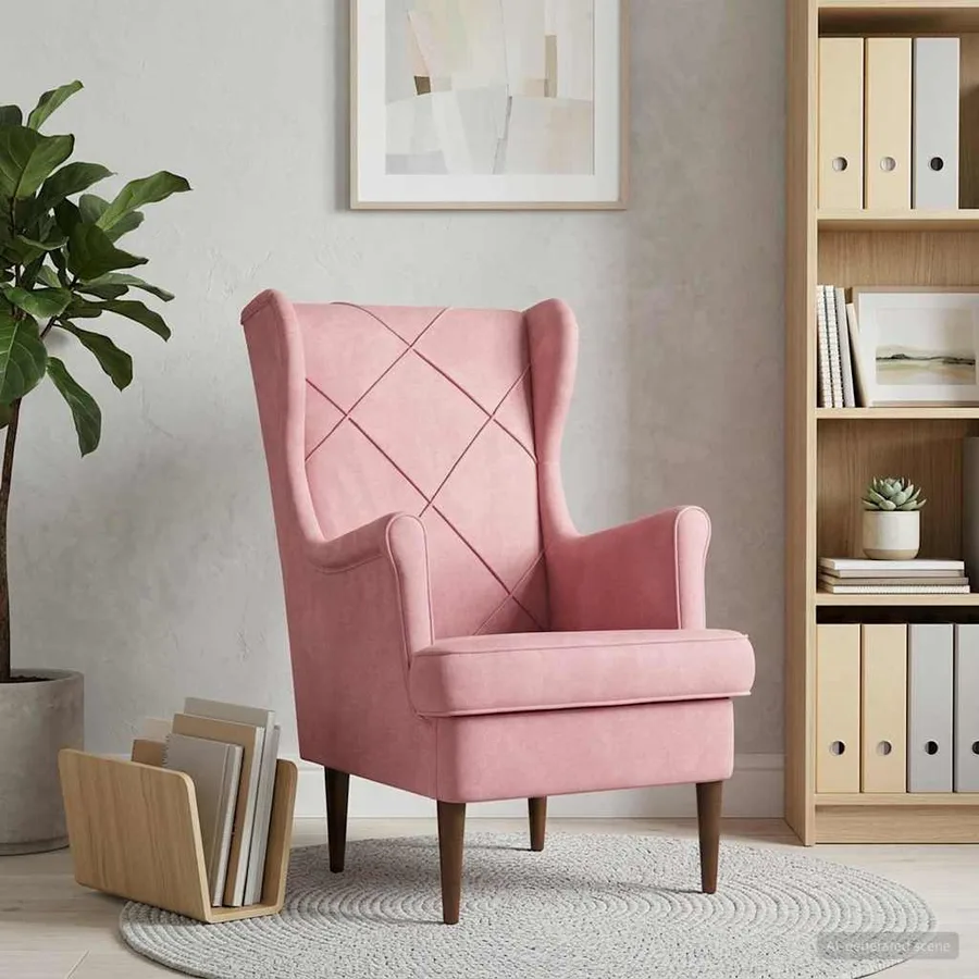 Fauteuil Rose Velours - 3