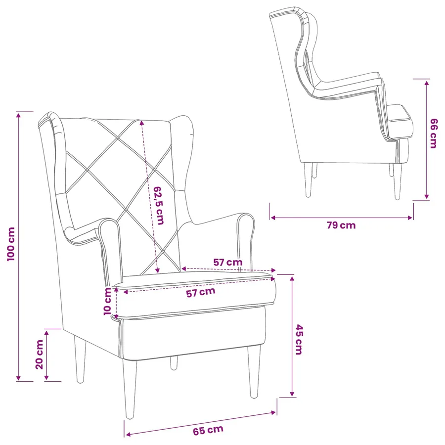 Fauteuil Rose Velours - 8