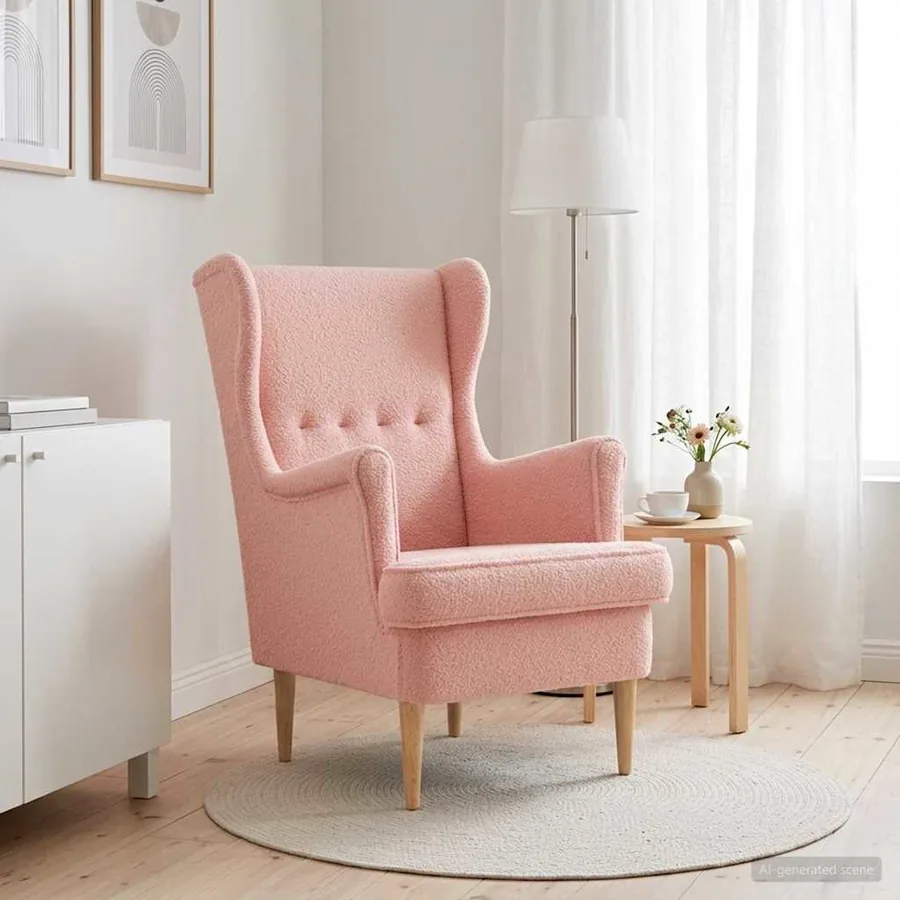 Fauteuil Rose Bouclé - 3