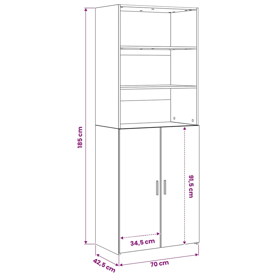 Haut Armoire Chêne artisanal 70 x 42,5 x 185 cm - 6