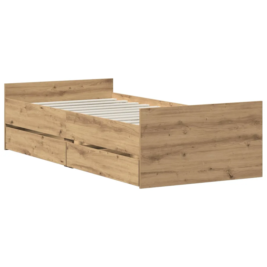 Cadre de lit Chêne artisanal 100 x 200 cm Bois d'ingénierie - 2
