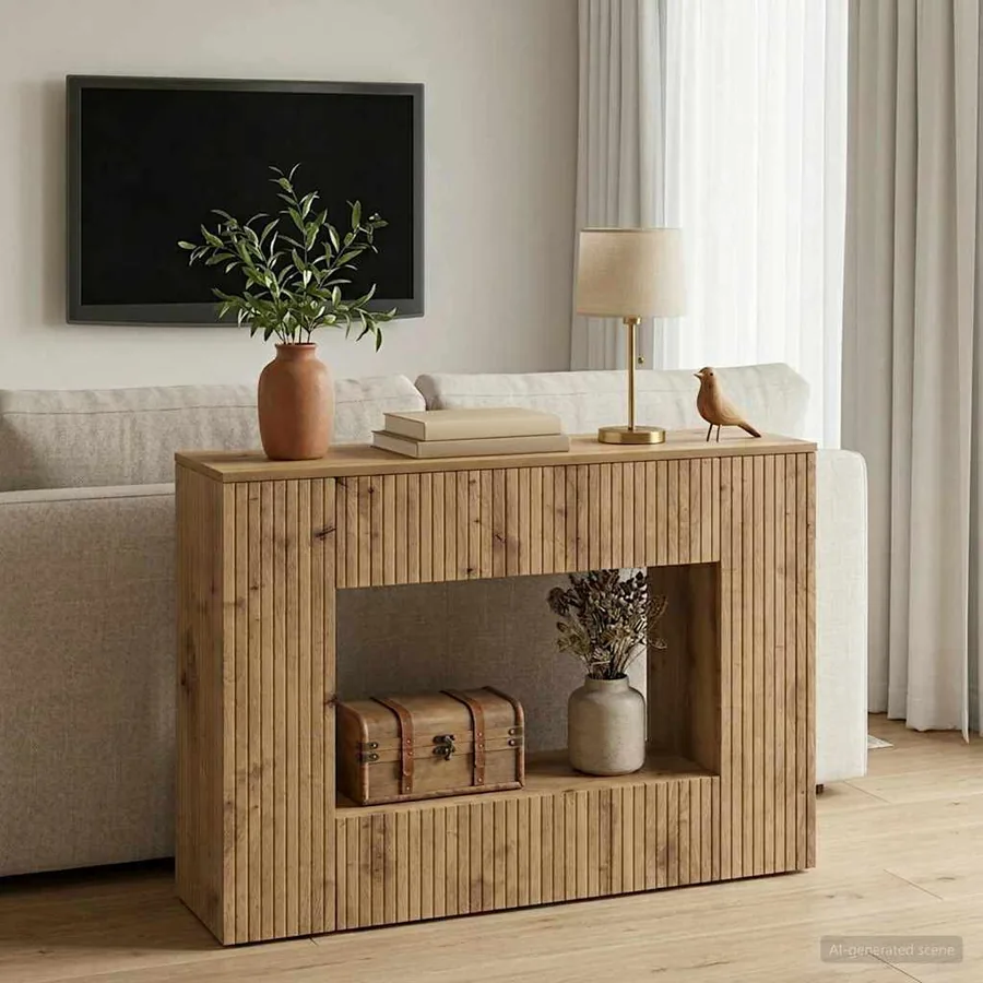 Table console Chêne Artisanal 101 x 29 x 74 cm - 4